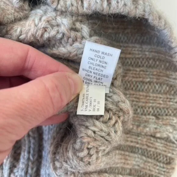 Banana Republic Brown Gray Marled Cable Tunic Sweater XSmall Wool Alpaca EUC - Picture 10 of 10